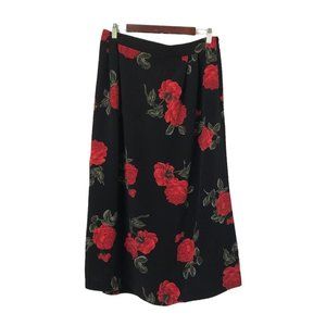 🤩2 for 20🤩 Vintage Black Floral Rose Midi Skirt